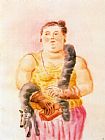 Fernando Botero Mujer con zorro painting